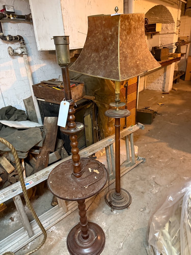 Floor Lamp with Mica Shade: Floor lamp with mica shade. NOTE: Item to be picked up at 64 East 80th St., New York, NY. Deadline for pick-up is July 31st. Please call our front desk at 978-927-2223 to schedule pick-up.