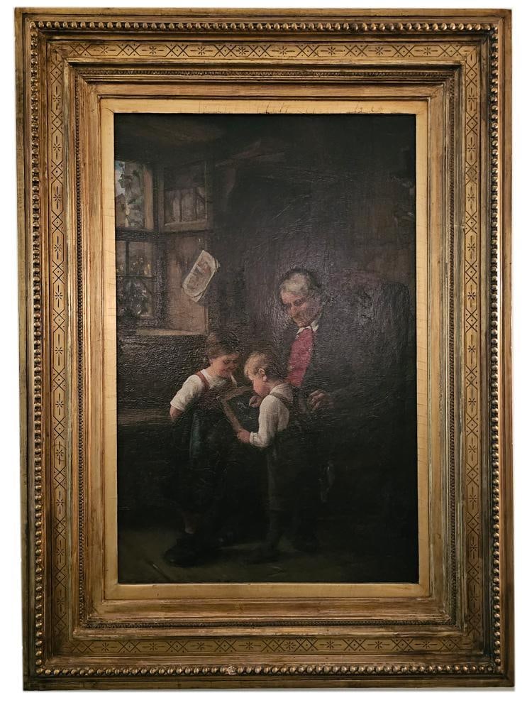 19thC American School, Gentleman with Children (1 of 3)