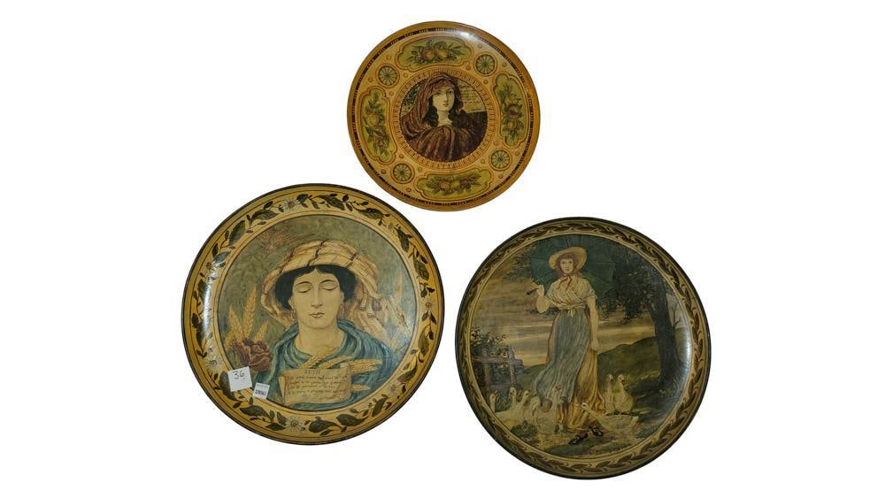 Group of Three Pre-Raphaelite Painted Plates (1 of 2)