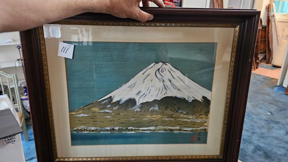 Pair of Mt. Fuji Woodblock Prints: Pair of Mt. Fuji woodblock prints, 12" x 16". NOTE: Item to be picked up at 62 East 80th St., New York, NY. Deadline for pick-up is July 31st. Please call our front desk at 978-927-2223 to schedule pi