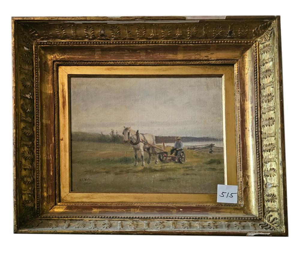W.E. Norton, Farmer with Horse and Plow, Oil on Canvas (1 of 2)
