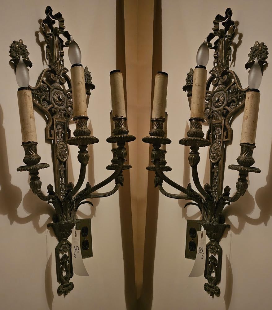 Pair of French Louis XVI Style Bronze Sconces (1 of 2)