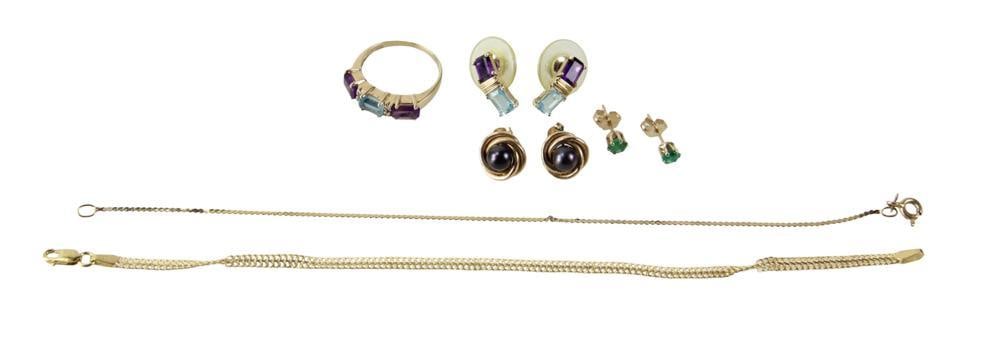 14k Yellow Gold Jewelry, Bracelets, Ring, Earrings (1 of 8)