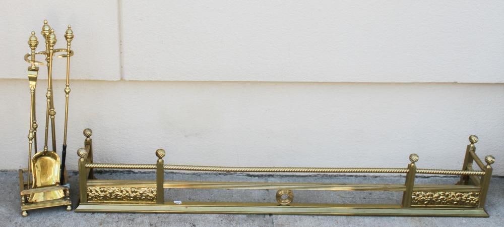 Eastlake Victorian Brass Fire Fender with Tools (1 of 20)
