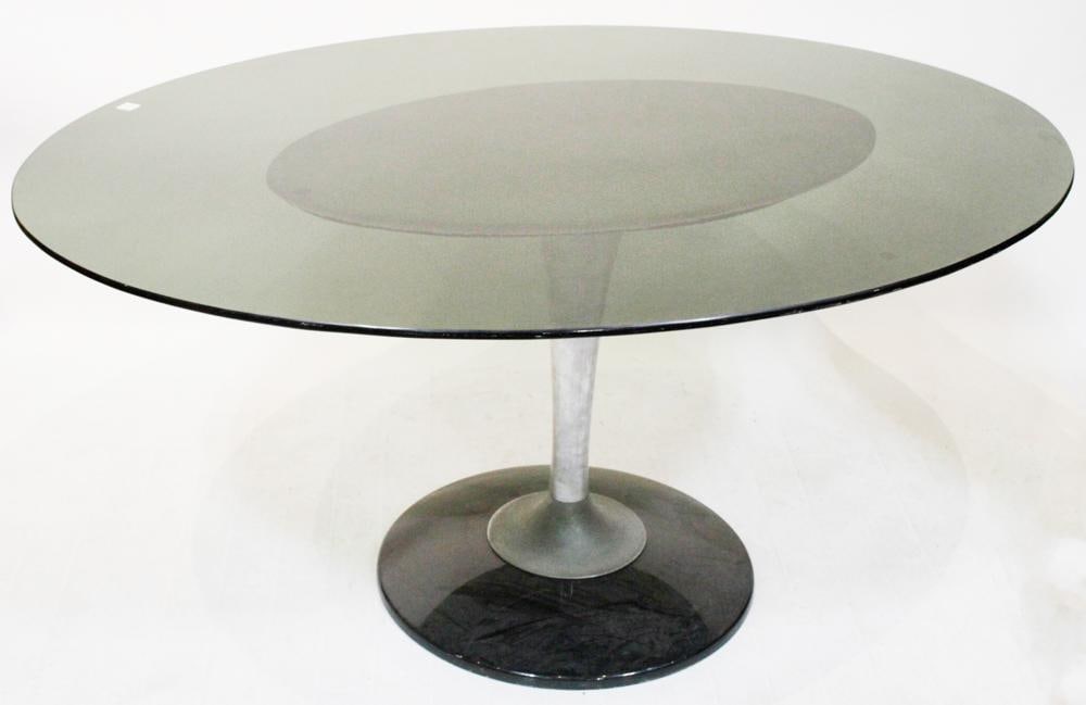 Knoll Dining Table with Smokey Glass Top (1 of 6)