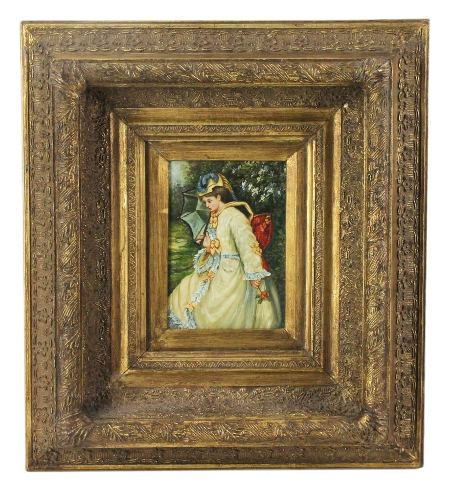 Portrait of Young Girl with Parasol, Oil on Canvas (1 of 6)