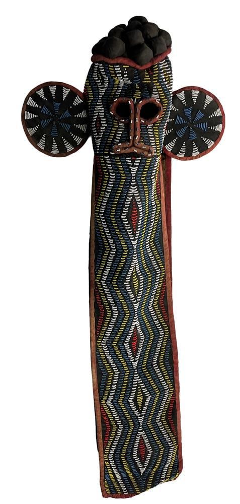 Vintage Beaded Sash, Possibly From Nigeria: Vintage beaded sash, possibly from Nigeria, 45" L x 22" W. Provenance: Braintree, Massachusetts collection.