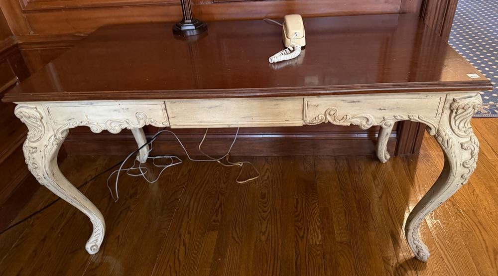French-style Carved Wood Writing Desk (1 of 3)