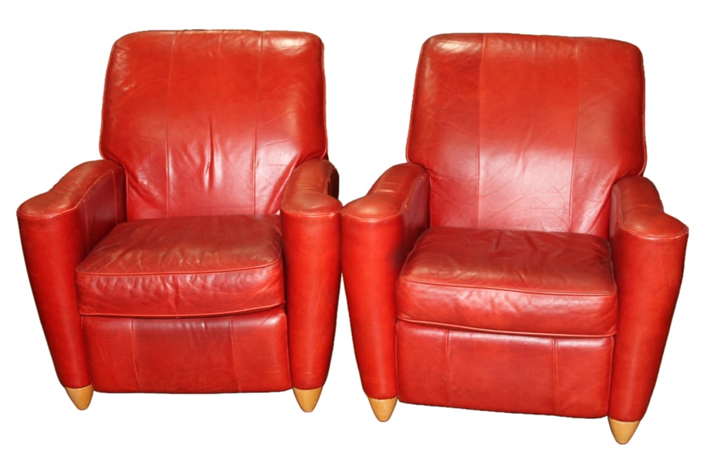 Pair of Red Leather Club Chairs (1 of 10)