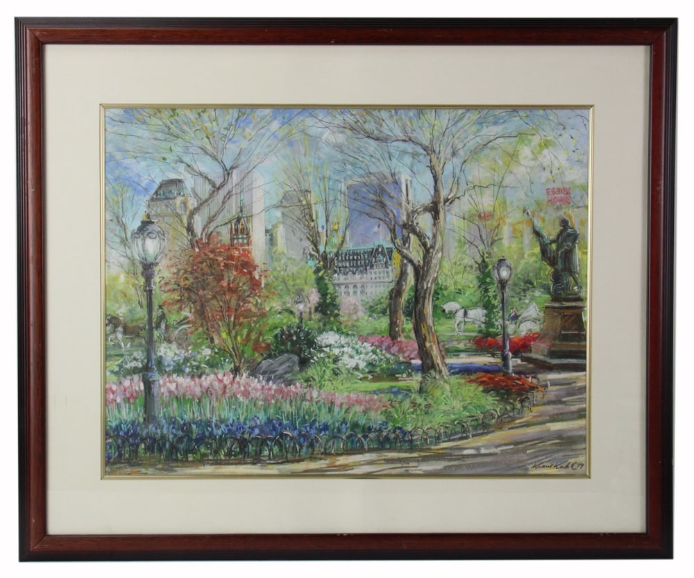 Kamil Kubik, Central Park in Summer, Pastel: Kamil Kubik (Czechoslovakian, 1930-2011), Central Park in Summer, pastel, signed L/R, 1999, 19 3/4" x 25 3/4" (view), framed 28 1/2" x 34 1/2". Provenance: South Hamilton, Massachusetts collection.