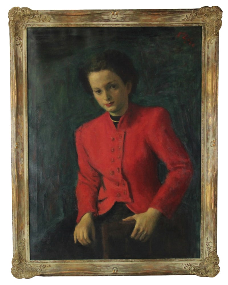 Robert Philipp, Girl in Red Coat, Oil on Canvas (1 of 9)