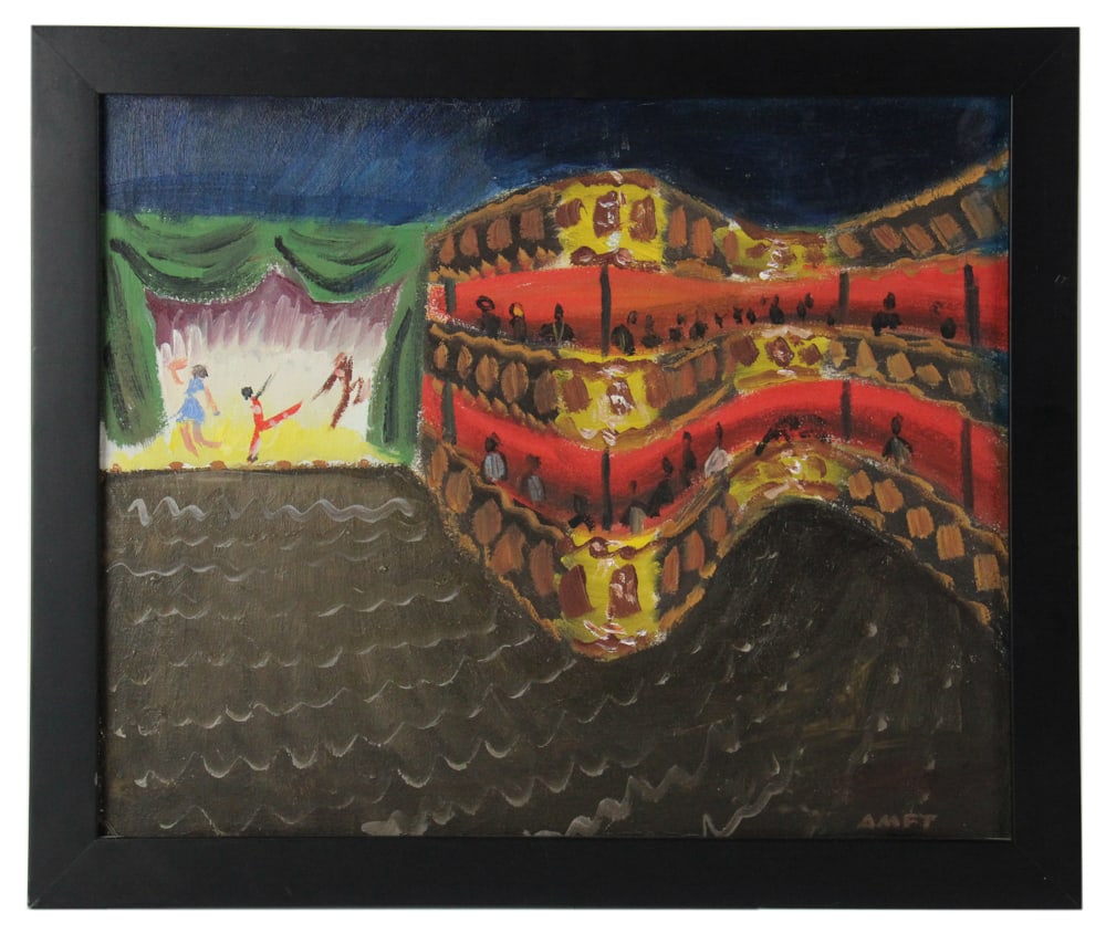 Robert Amft, "Opera", Oil on Canvas: Robert Amft (American, 1916-2012), "Opera", oil on canvas, signed, 18" x 22", framed 21" x 25". Paid $4000 in 2018. Provenance: Haverhill, Massachusetts collection.
