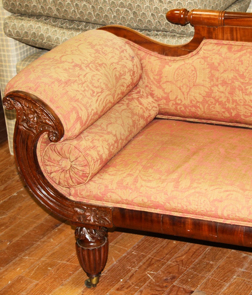 Late 19thC Walnut Empire Sofa - 2