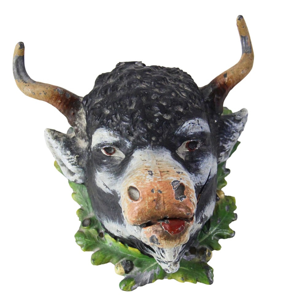 1930s Cast Iron Bull's Head Ink Well (1 of 8)