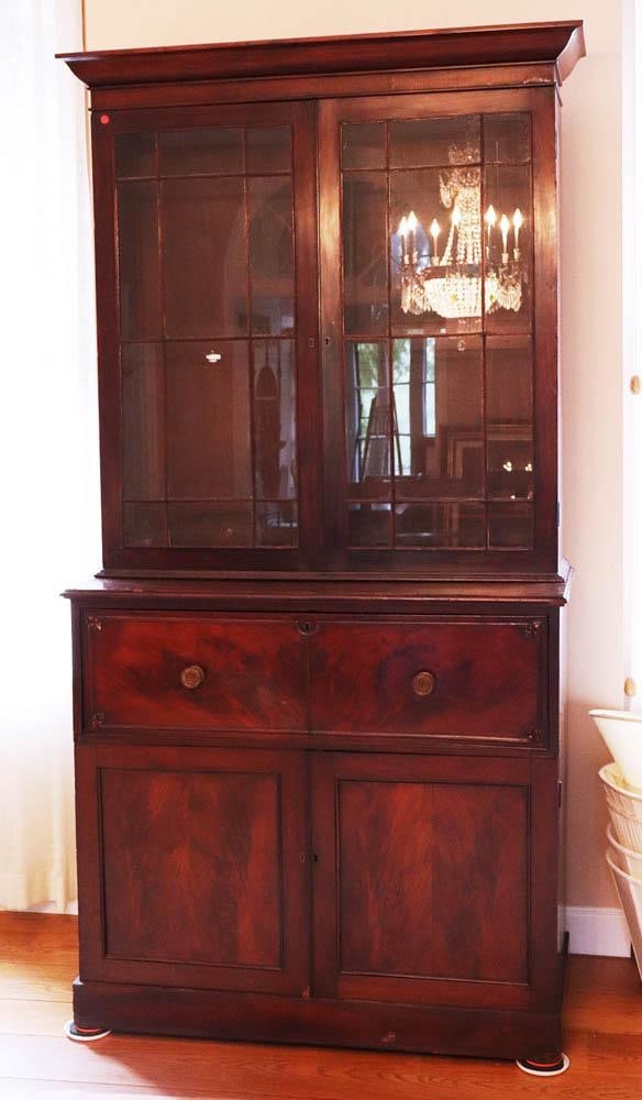 Early 19thC English Mahogany Breakfront Cabinet (1 of 3)