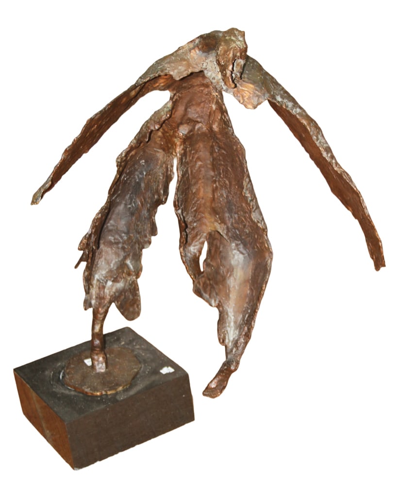 Caryl Picker, "Levade", Monumental Bronze Sculpture: Monumental bronze sculpture "Levade" by Caryl Picker (American, 20th century), 1970s, 36" H x 26" W x 20" D, with custom black marble base, 5" H x 12" W x 12" D. Picker exhibited at Tiffany & Co. in 1
