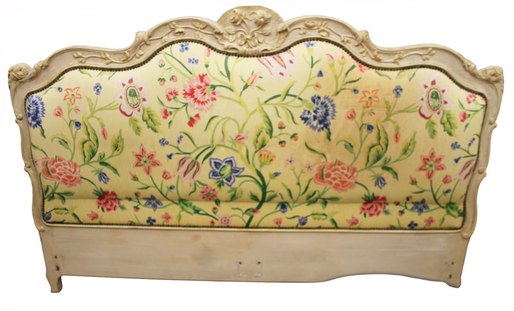Carved Headboard with Chinoiserie Print Panel (1 of 7)