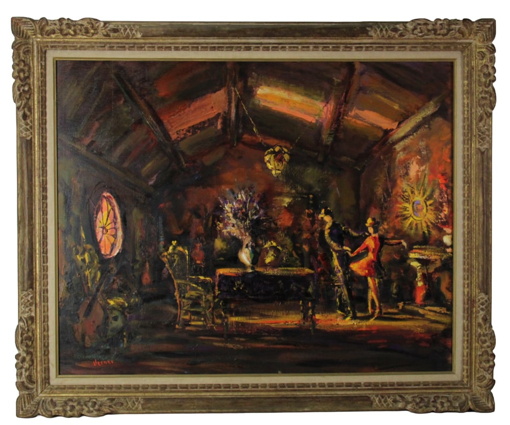 20thC American Genre Painting, Oil on Board (1 of 8)