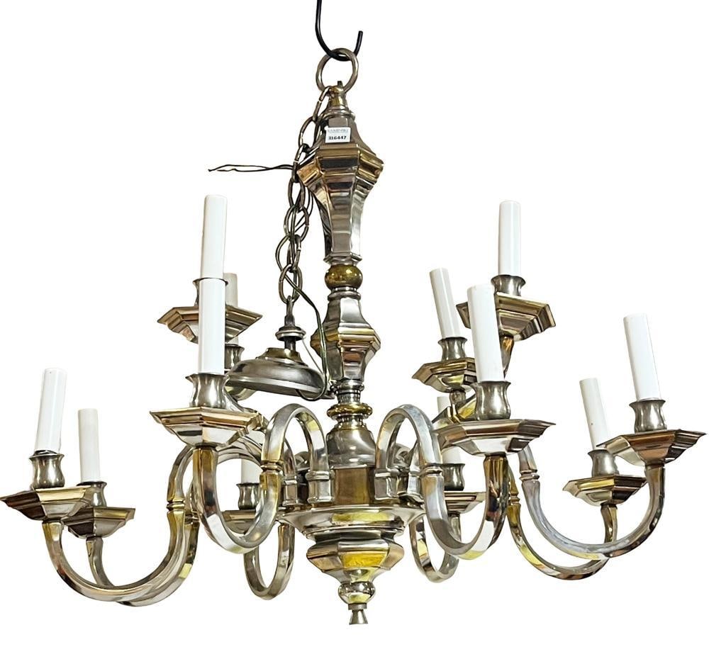 20thC Dining Room Chandelier by Fine Art Lamps: 20thC dining room chandelier by Fine Art Lamps Mfg. Co., New York City. Provenance: David Laurence Roth Furnishings Collection.
