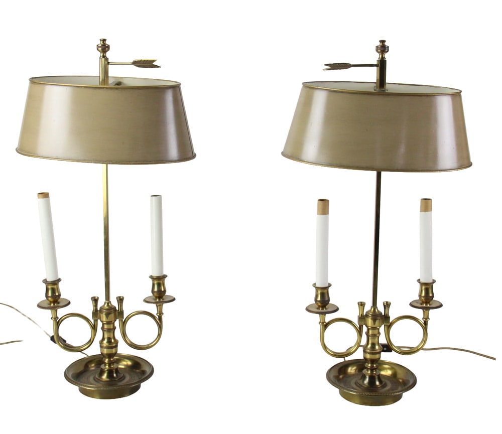 Pair of 20thC French Bouillotte Lamps (1 of 8)