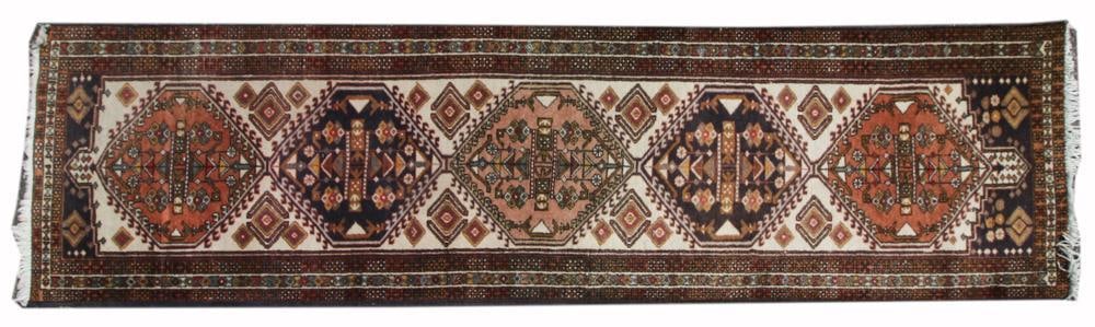 Semi-Antique Hand-Knotted Turkish Runner: Semi-antique hand-knotted Turkish runner, 2' 1" x 9' 8". Provenance: Somerville, Massachusetts collection.