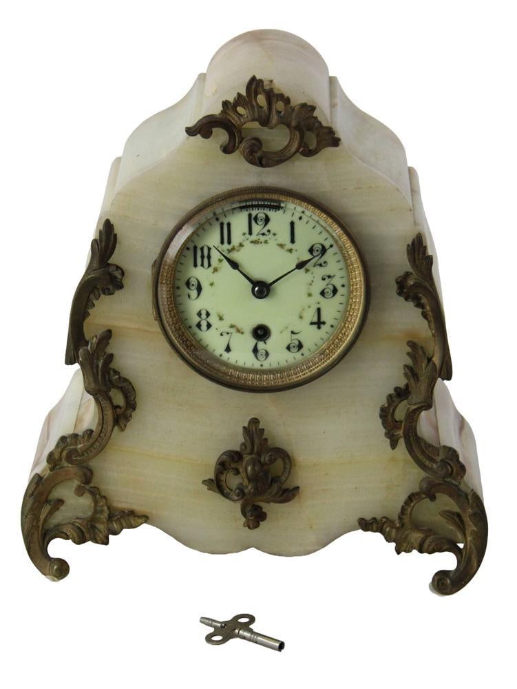 Antique Onyx and Bronze Mantel Clock (1 of 12)