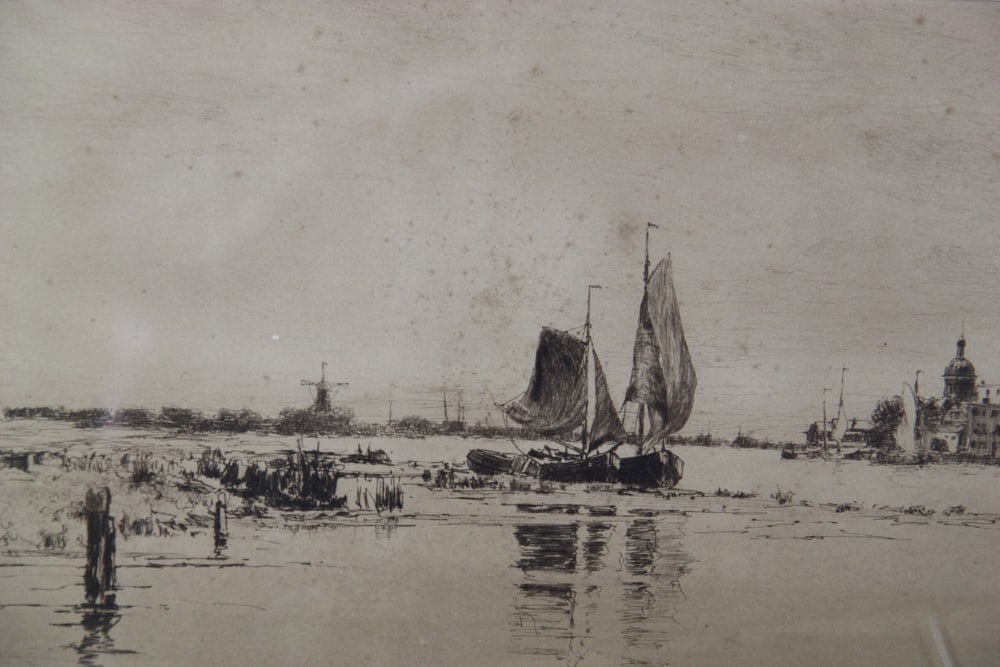 C.A. Platt, Sailboats on River, Etching - 3