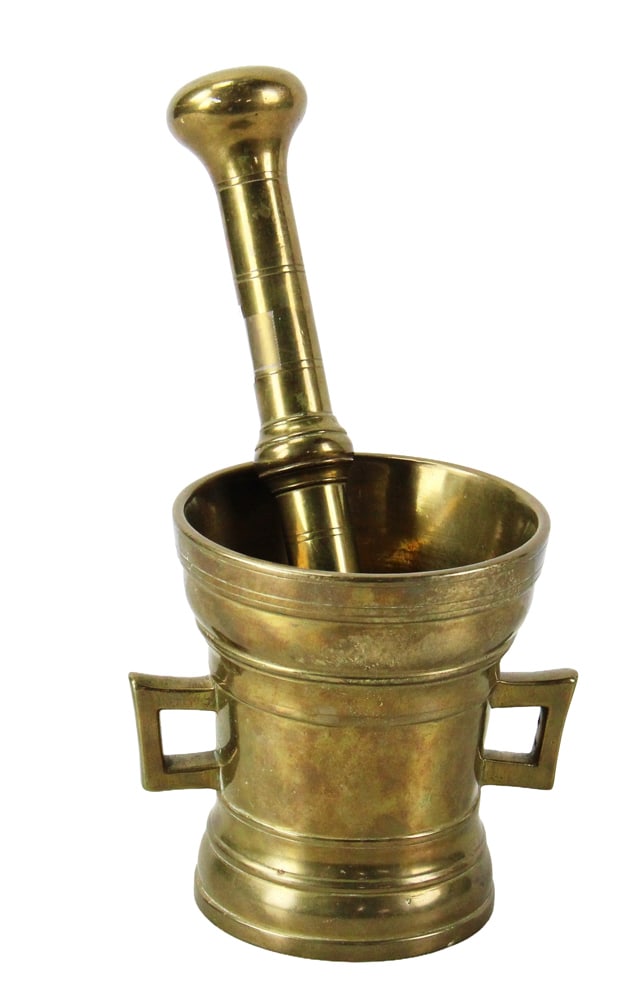 Late 19thC Solid Brass Mortar and Pestle (1 of 11)