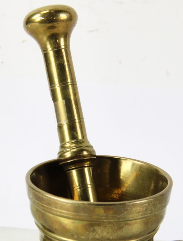 Late 19thC Solid Brass Mortar and Pestle - 2
