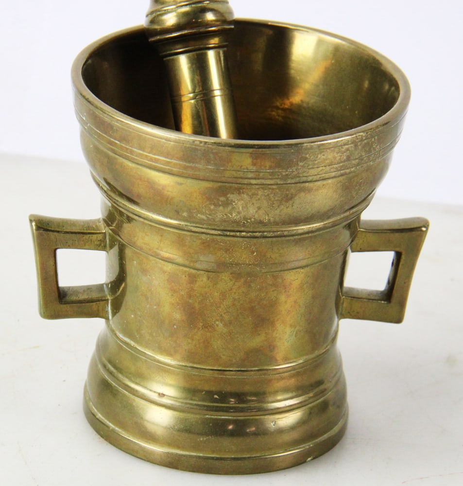 Late 19thC Solid Brass Mortar and Pestle - 3