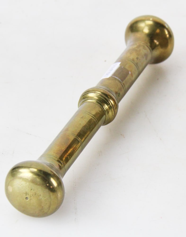 Late 19thC Solid Brass Mortar and Pestle - 5