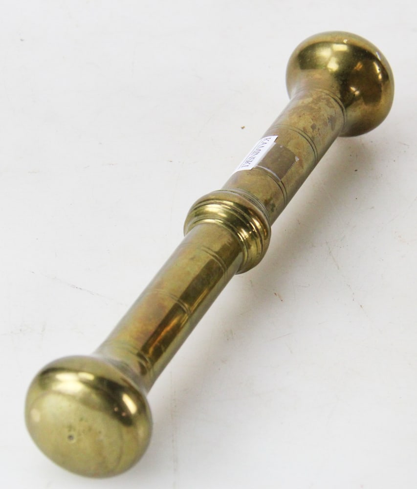 Late 19thC Solid Brass Mortar and Pestle - 6