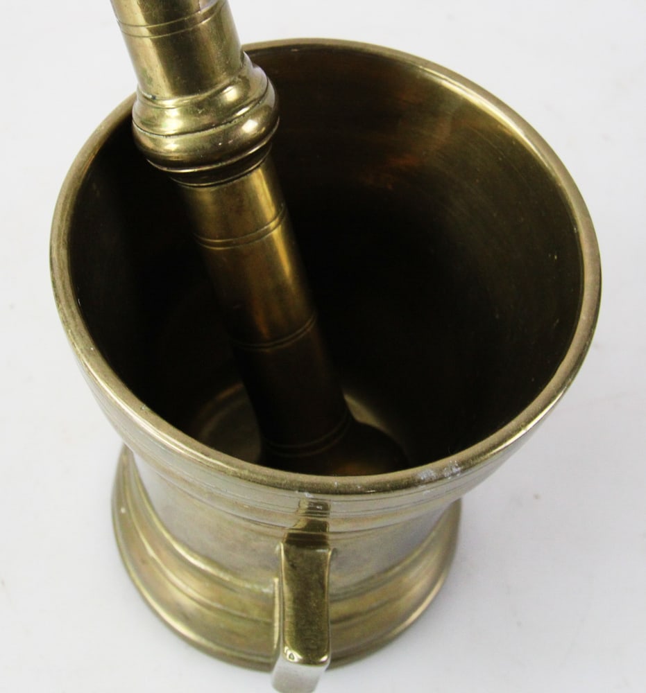 Late 19thC Solid Brass Mortar and Pestle - 9