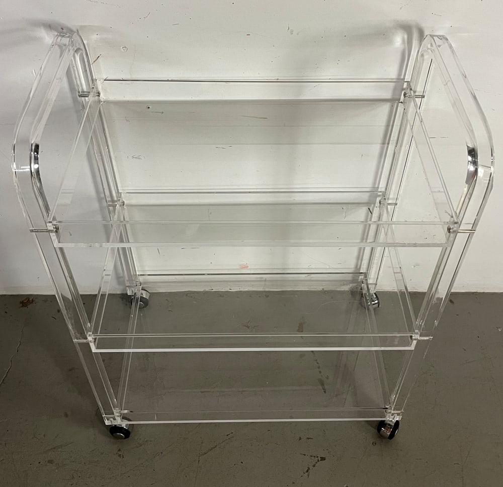 Lucite Rolling Tea Cart - 4