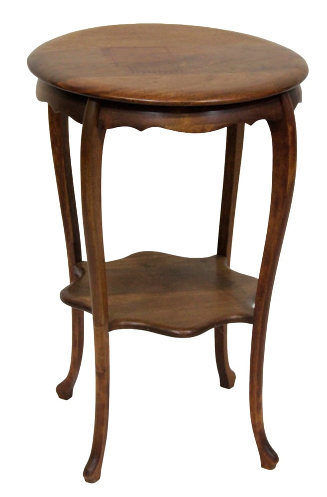 Mahogany Plant Stand with Shelf: Mahogany plant stand with shelf, 30" x 20" (shelf 16") diameter. Provenance: Somerville, Massachusetts collection.