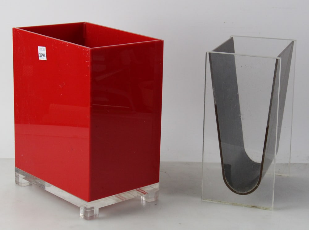 Two C1980s Lucite Wastebaskets - 4