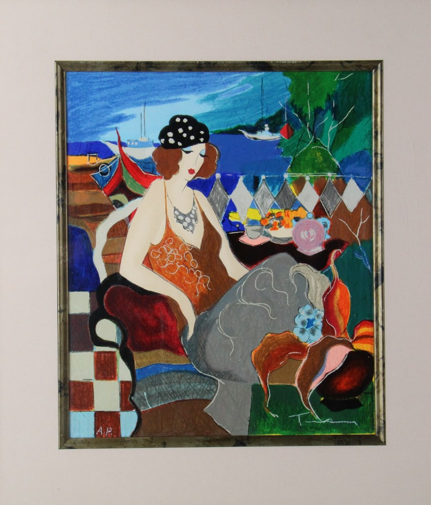 Itzchak Tarkay, "Normandy Cafe", Serigraph - 2