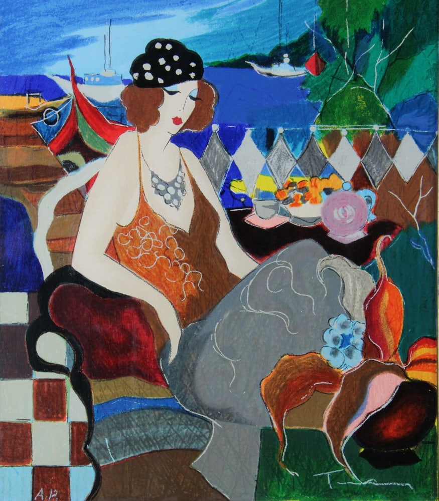 Itzchak Tarkay, "Normandy Cafe", Serigraph - 3