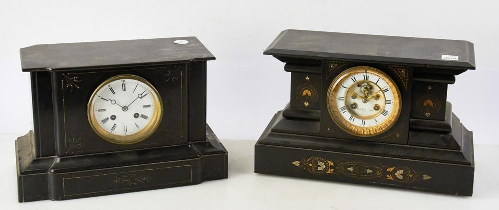 Two Black Mantel Clocks, N.G. Wood and Son (1 of 20)