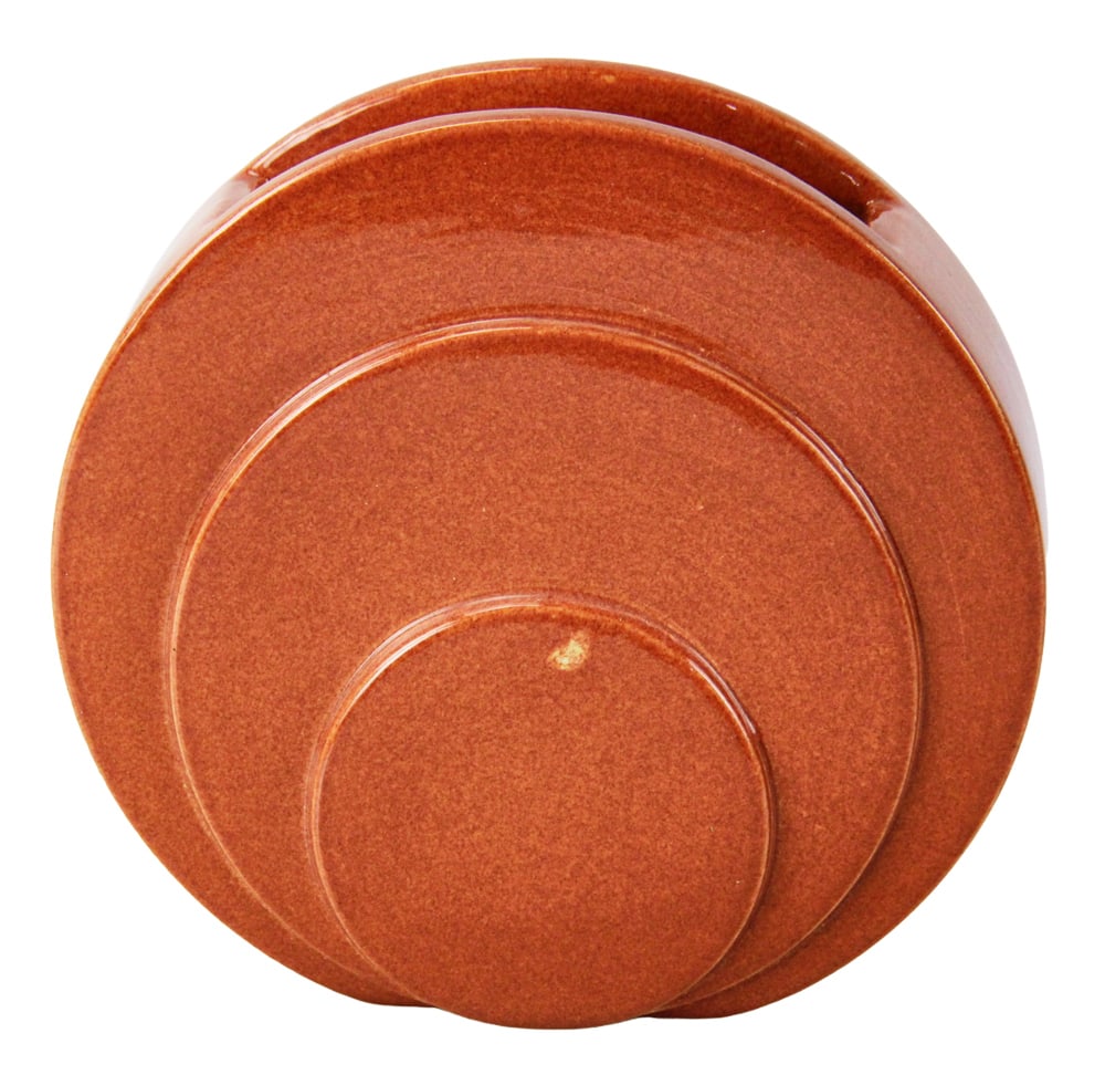 1930s Burnt Orange Vase: 1930s burnt orange vase, 9" diameter. Provenance: From an old New England estate.