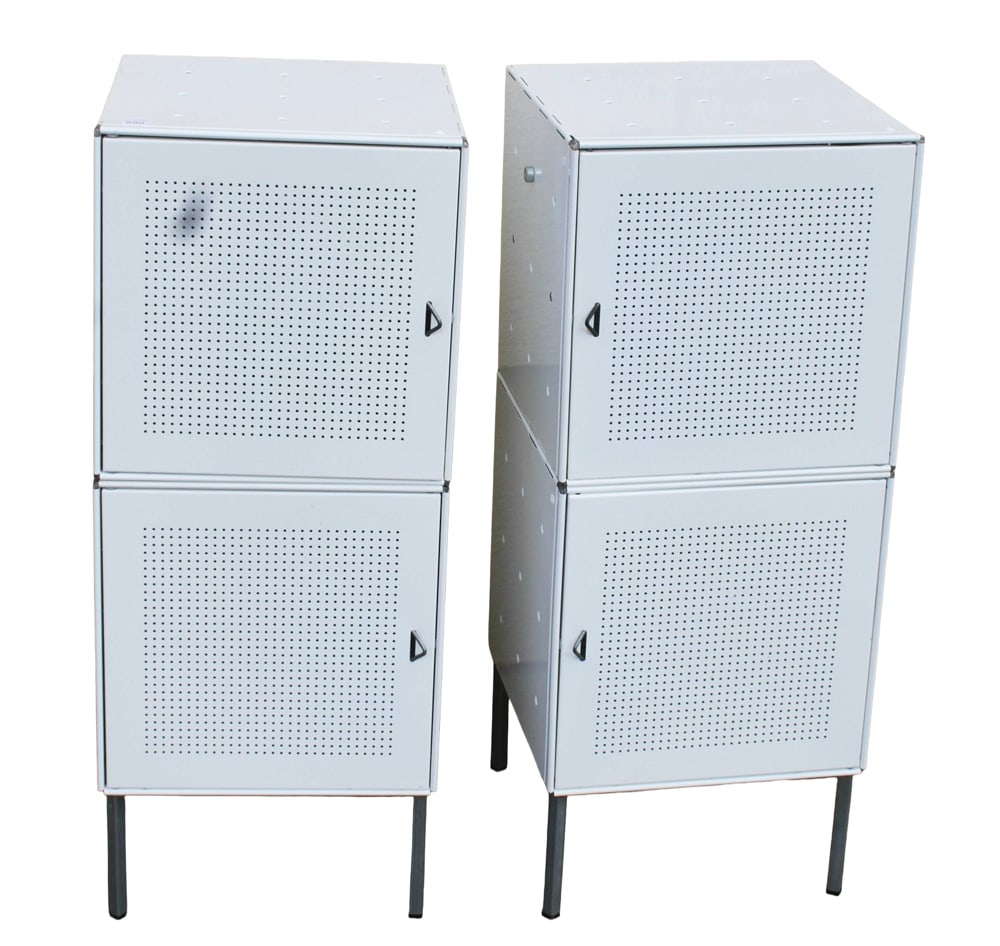 White Metal Cabinets: White metal cabinets. Provenance: From an old New England estate.