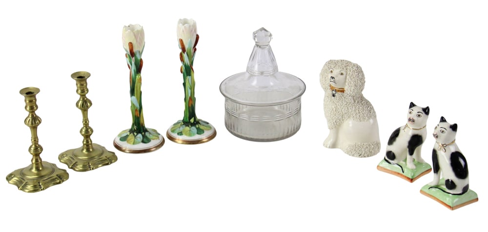 Staffordshire "Sandland" Cats, Queen Anne Candlesticks, etc. (1 of 12)
