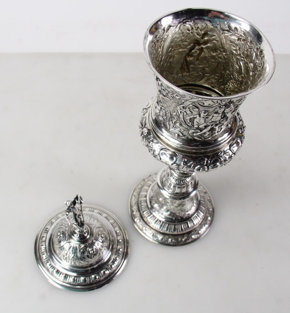 Repousse Silver Covered Chalice - 8
