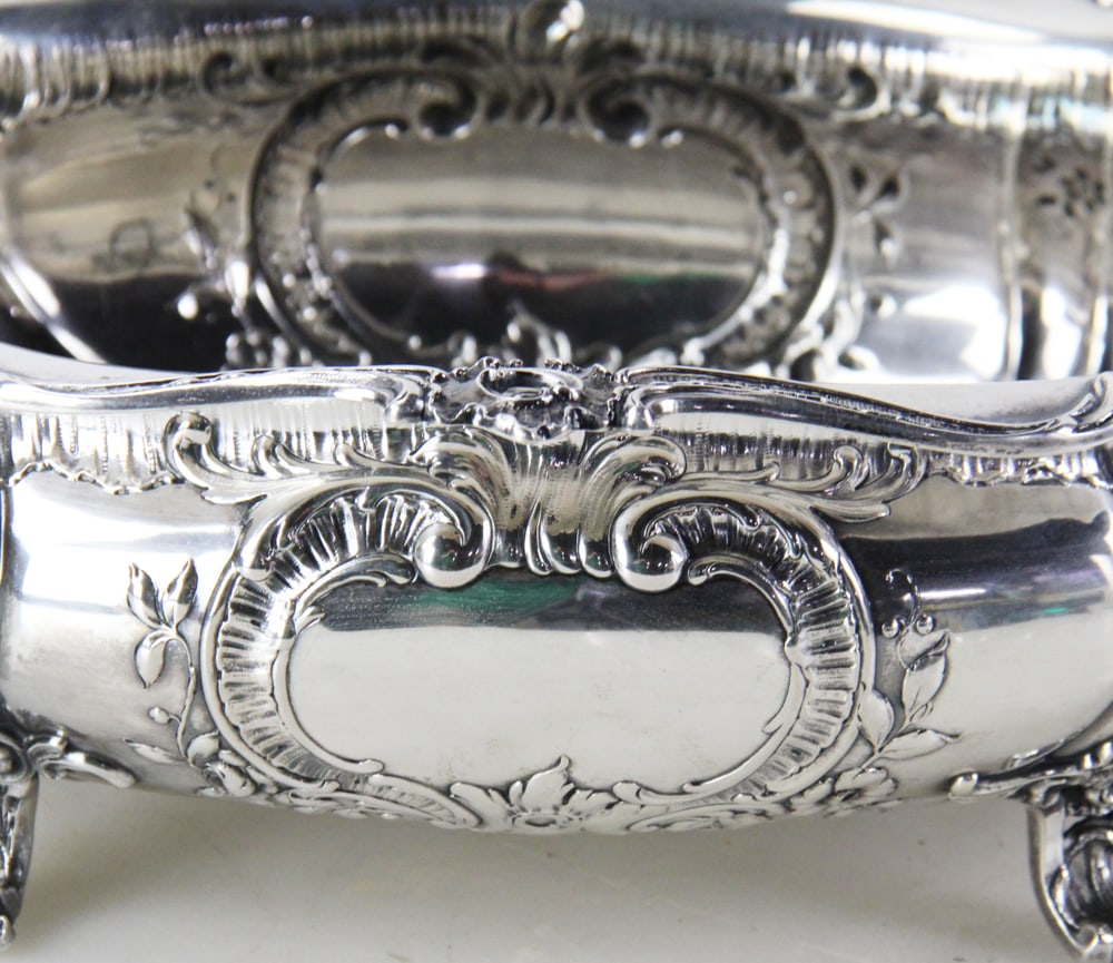 Large Repousse Silver Handled Bowl - 2