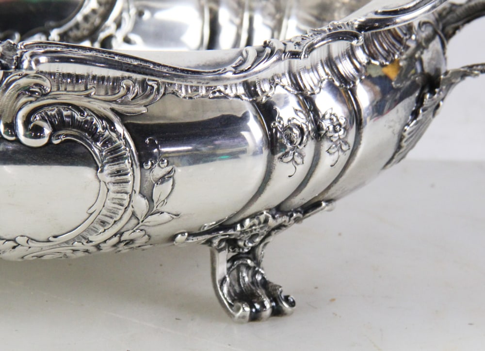 Large Repousse Silver Handled Bowl - 4