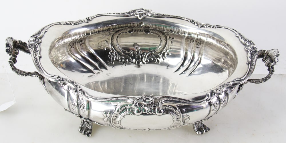 Large Repousse Silver Handled Bowl - 5