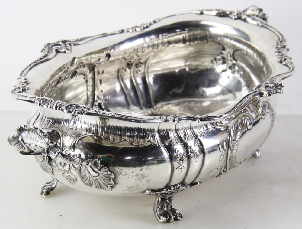 Large Repousse Silver Handled Bowl - 6