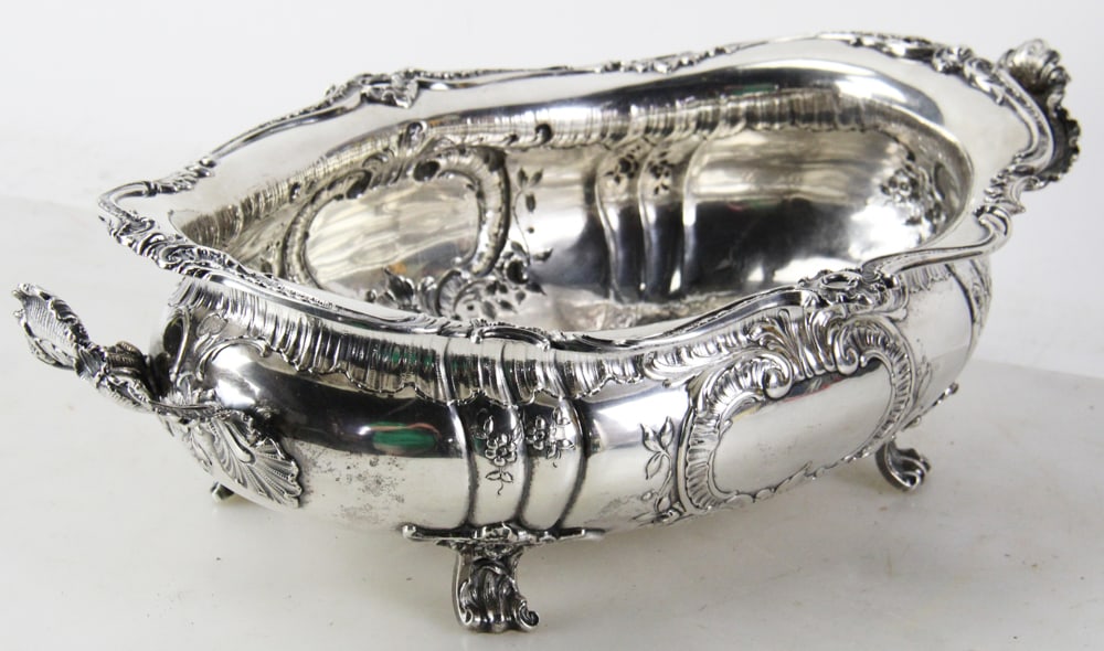 Large Repousse Silver Handled Bowl - 7