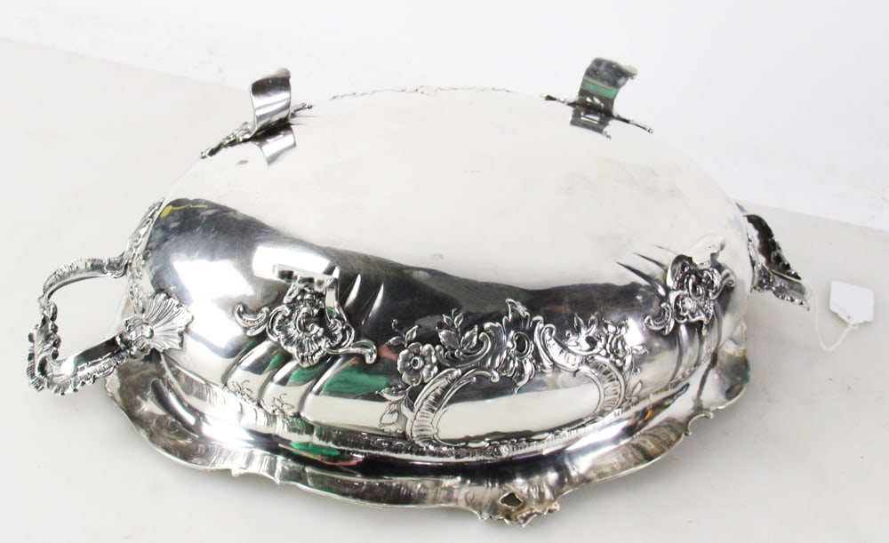 Large Repousse Silver Handled Bowl - 9