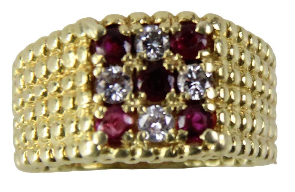 18k Yellow Gold, Diamond, and Ruby Ring (1 of 10)